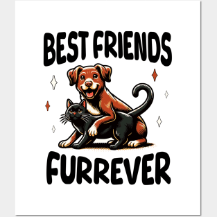 Dog and Cat Best Friends Furrever Posters and Art